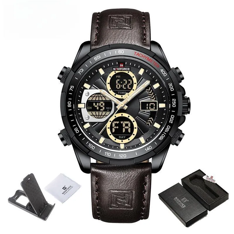 Men's Watches Military Sports Waterproof Genuine Leather Male Multifunction Wristwatch