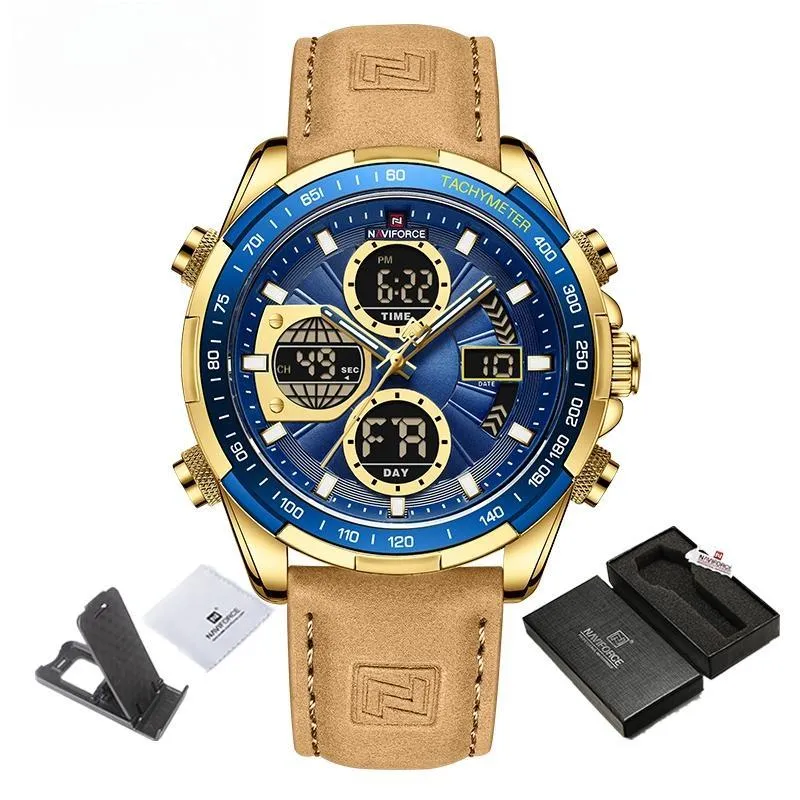 Men's Watches Military Sports Waterproof Genuine Leather Male Multifunction Wristwatch
