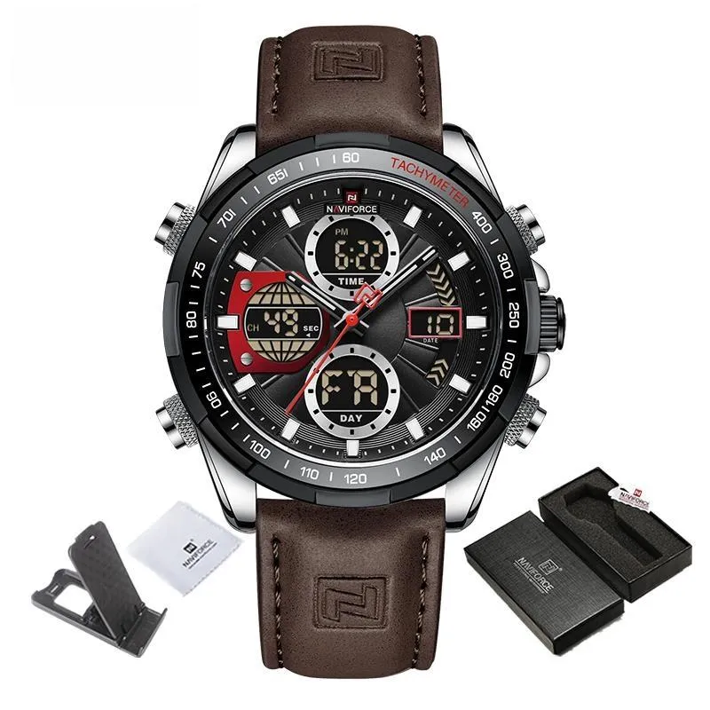 Men's Watches Military Sports Waterproof Genuine Leather Male Multifunction Wristwatch