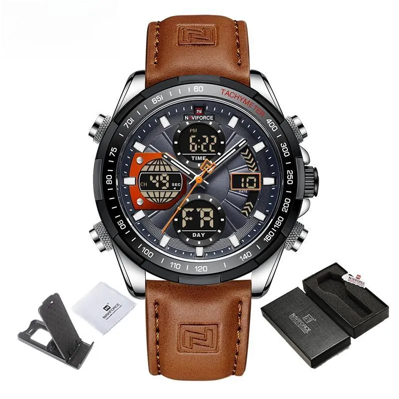Men's Watches Military Sports Waterproof Genuine Leather Male Multifunction Wristwatch