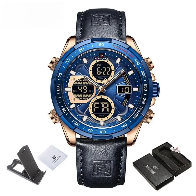 Men's Watches Military Sports Waterproof Genuine Leather Male Multifunction Wristwatch