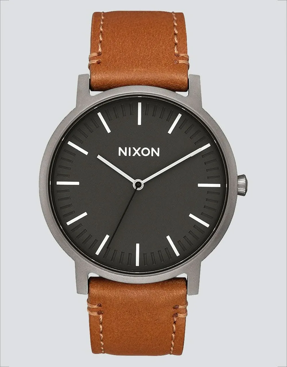 Nixon Porter Leather Watch - Gunmetal/Charcoal/Taupe