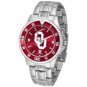 Oklahoma Sooners Mens Competitor AnoChrome Steel Band Watch w/ Colored Bezel