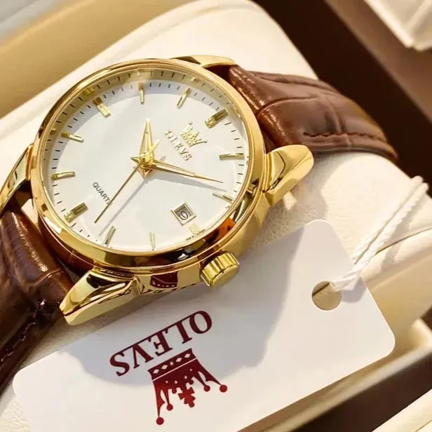 OLEVS Top Brand Quartz Ladies Watches Waterproof Leather Strap Fashion Women Watch Date Clock