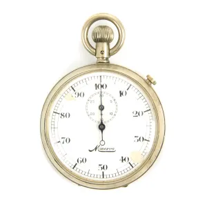 Original German WWII Kriegsmarine U-boat Torpedo Timer Stop Watch with Reset Button by Minerva - Fully Functional