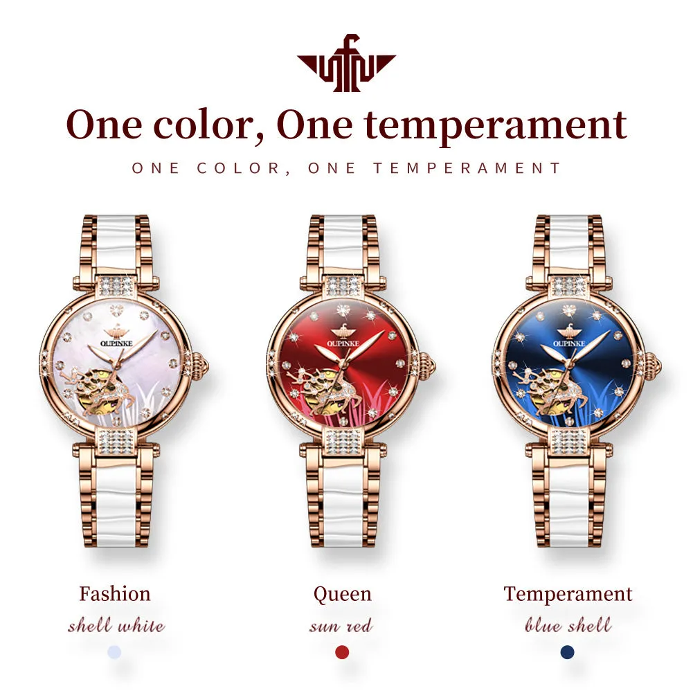 OUPINKE Brand New Women Watch Luminous Waterproof Skeleton Diamond