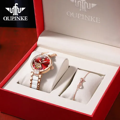 OUPINKE Brand New Women Watch Luminous Waterproof Skeleton Diamond