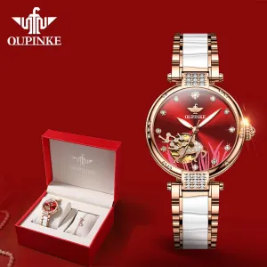 OUPINKE Brand New Women Watch Luminous Waterproof Skeleton Diamond