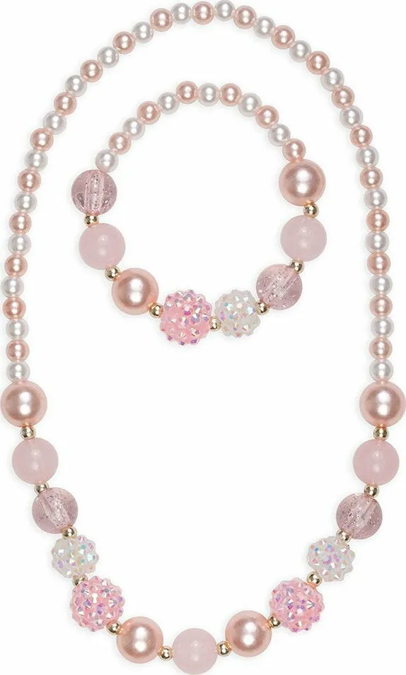 Pinky Pearl Necklace  Bracelet Set