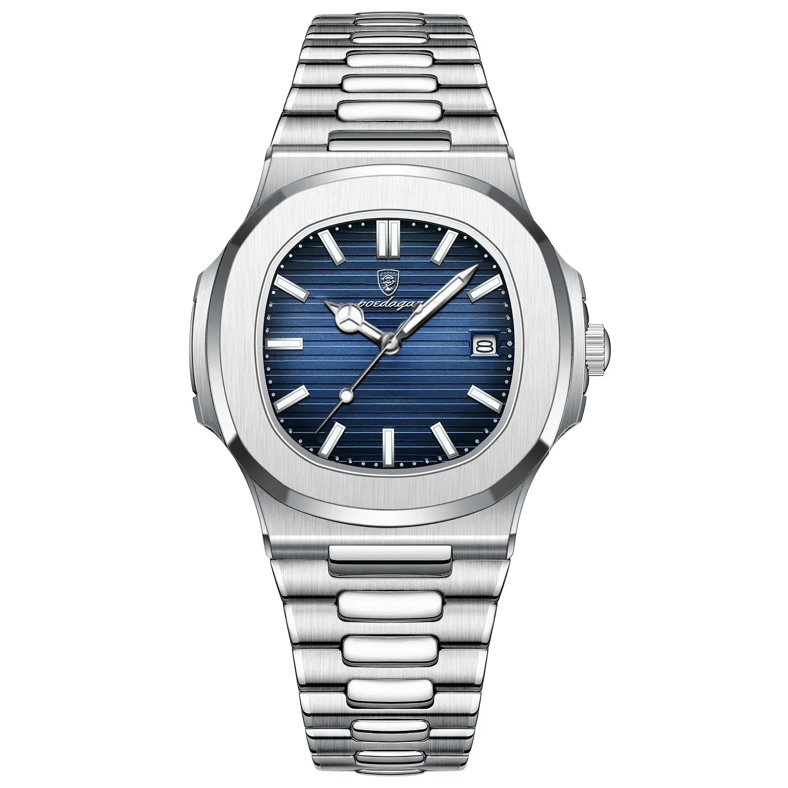 POEDAGAR Puerto Banus Luxury Watch Business Waterproof Stainless Steel Square Quartz