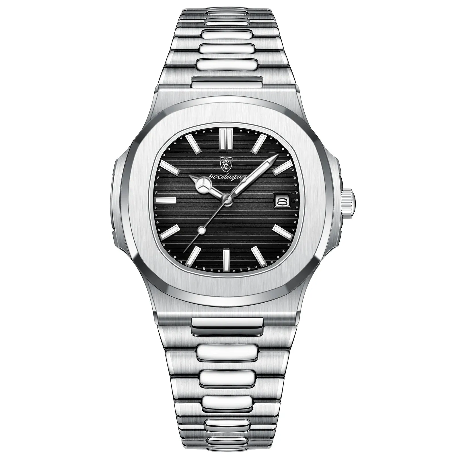 POEDAGAR Puerto Banus Luxury Watch Business Waterproof Stainless Steel Square Quartz