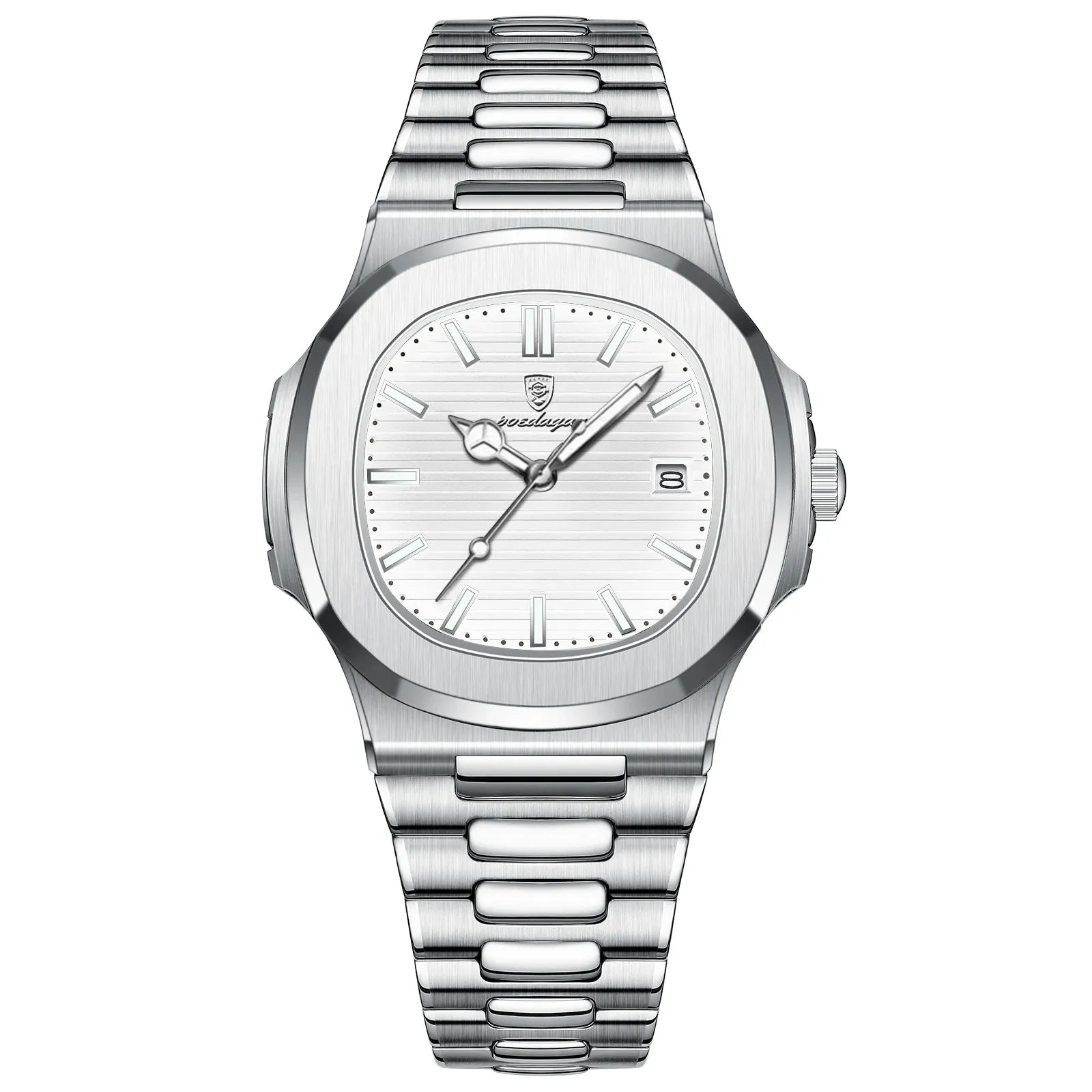 POEDAGAR Puerto Banus Luxury Watch Business Waterproof Stainless Steel Square Quartz
