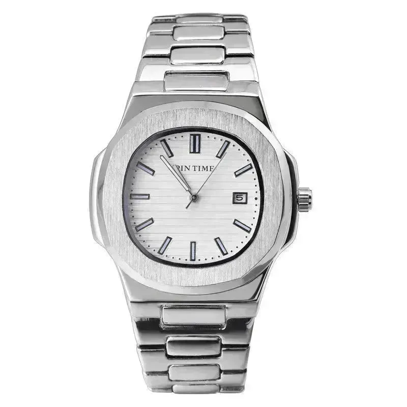 Quartz Watch Calendar Waterproof Luminous Steel Band Watch