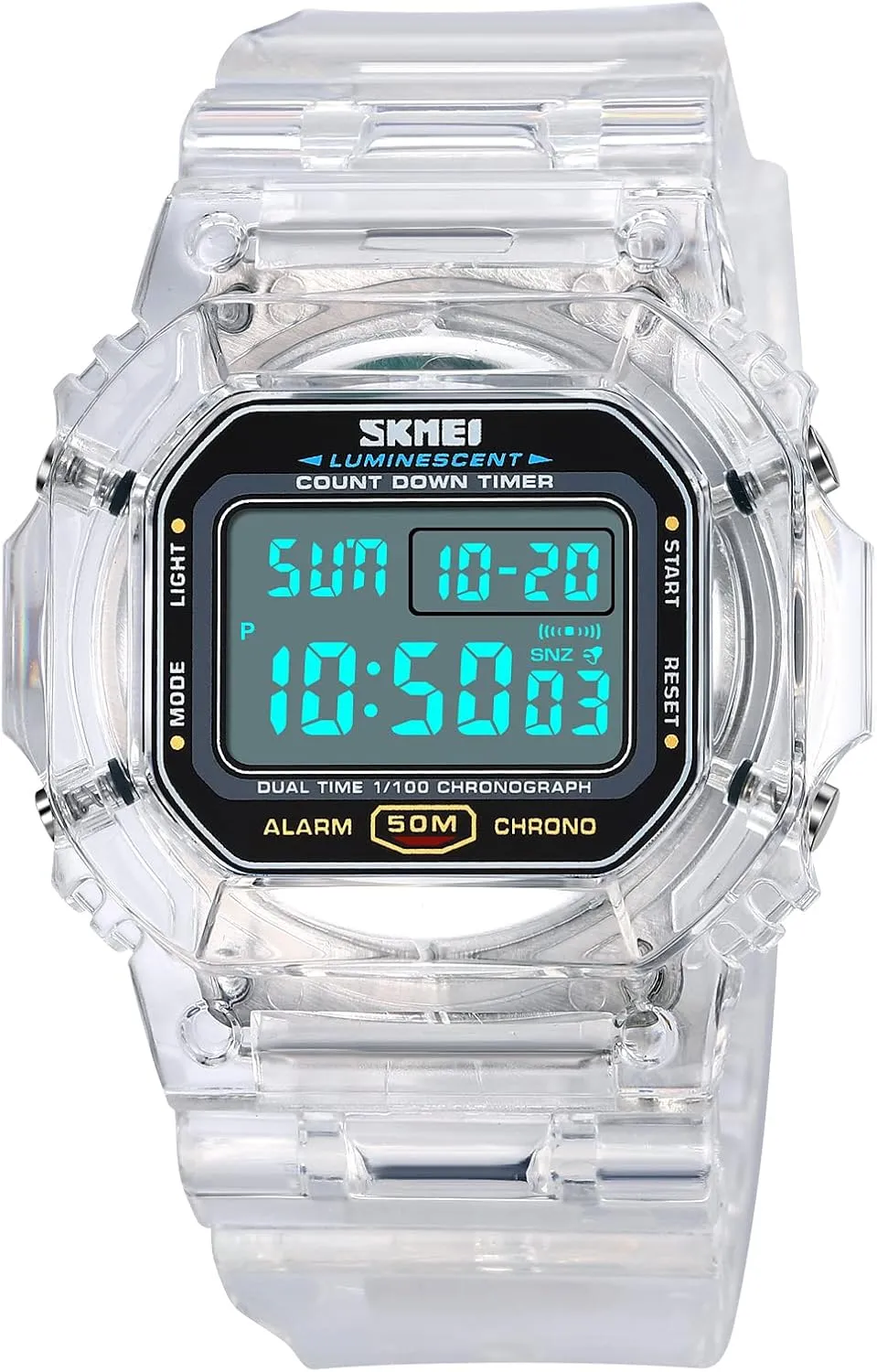 RNONDRY Womens Mens Digital Watch, Clear Waterproof Watches for Men, Women's Digital Watch for Boys Girls Wrist Watch with Date Alarm & Countdown