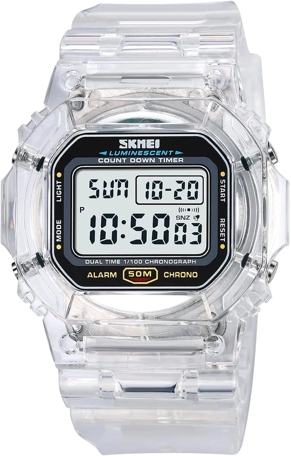 RNONDRY Womens Mens Digital Watch, Clear Waterproof Watches for Men, Women's Digital Watch for Boys Girls Wrist Watch with Date Alarm & Countdown