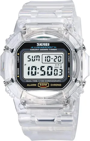 RNONDRY Womens Mens Digital Watch, Clear Waterproof Watches for Men, Women's Digital Watch for Boys Girls Wrist Watch with Date Alarm & Countdown
