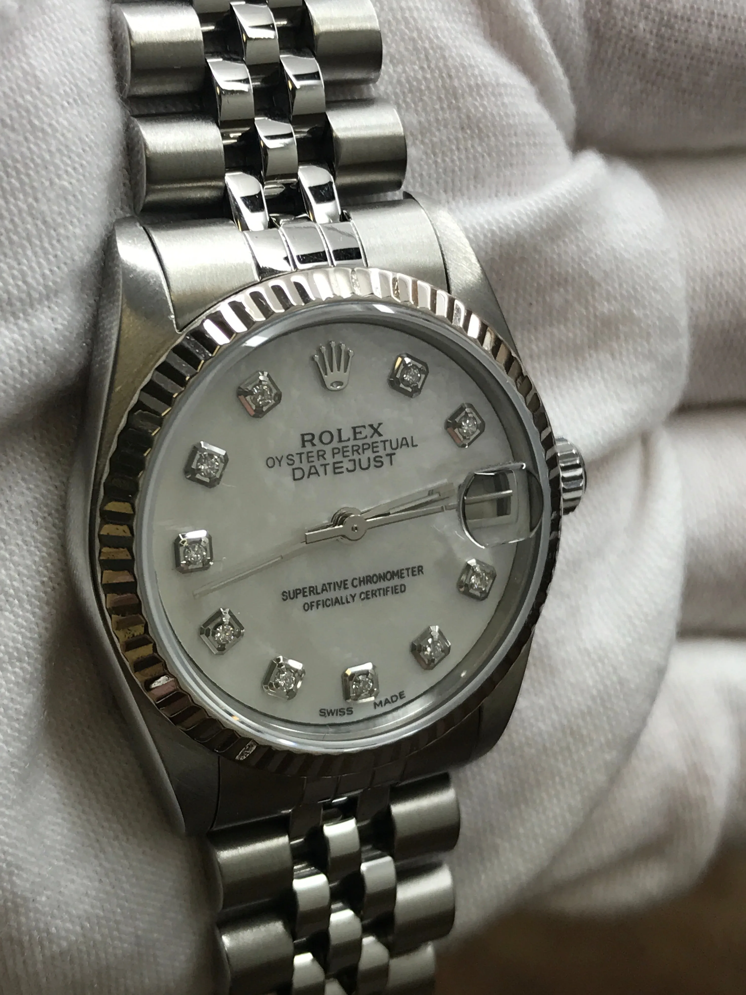 Rolex Datejust Midsize 31mm 78274 Custom MOP Diamond Dial Automatic Women's Watch
