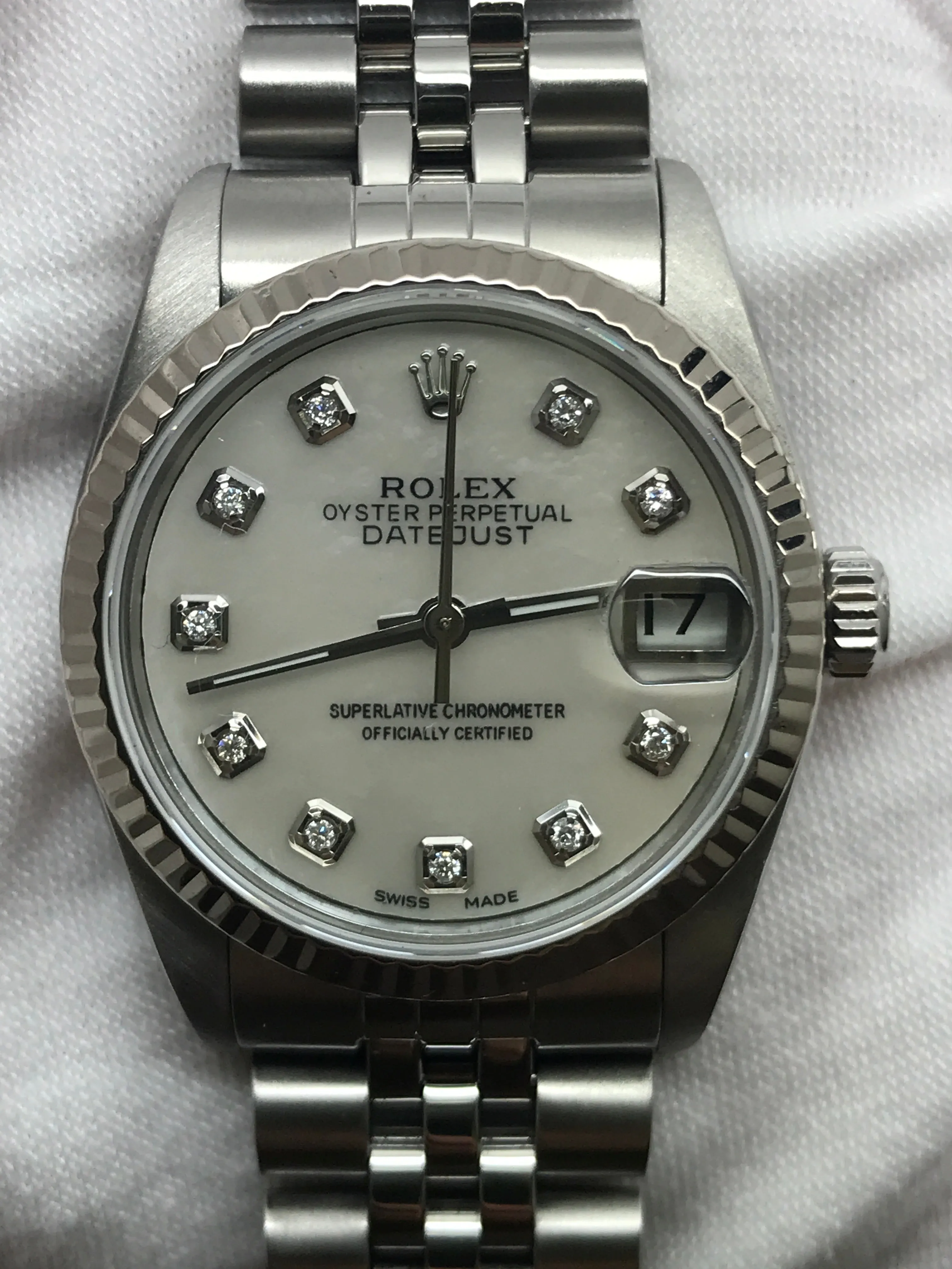 Rolex Datejust Midsize 31mm 78274 Custom MOP Diamond Dial Automatic Women's Watch