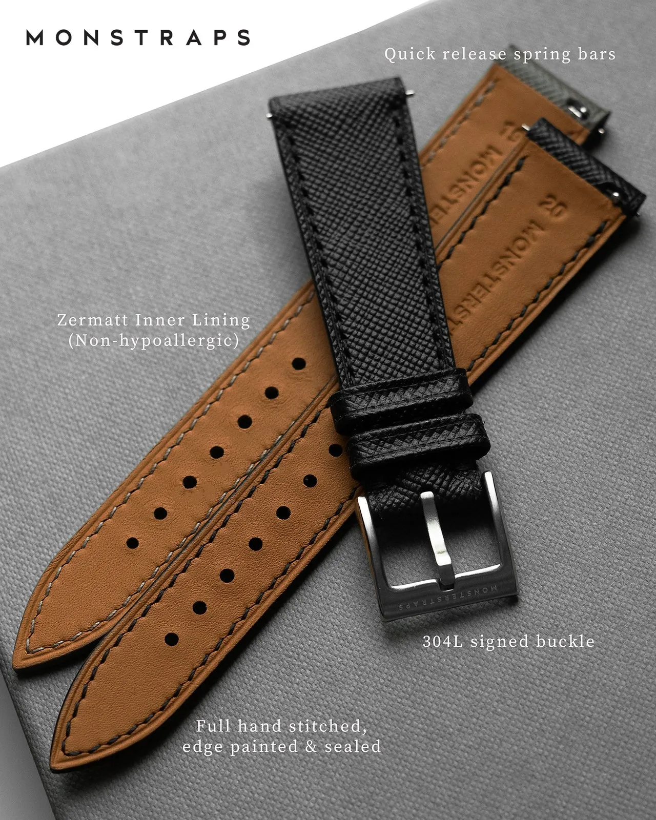 Saffiano Leather Strap (Grey)