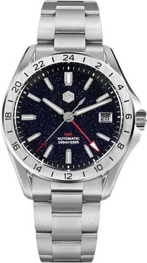 San Martin Watch Mens Watch SN0129GB NH34 GMT Sapphire Glass Luminous Diver Watches for Men 39mm Luxury Mechanical 100M Waterproof