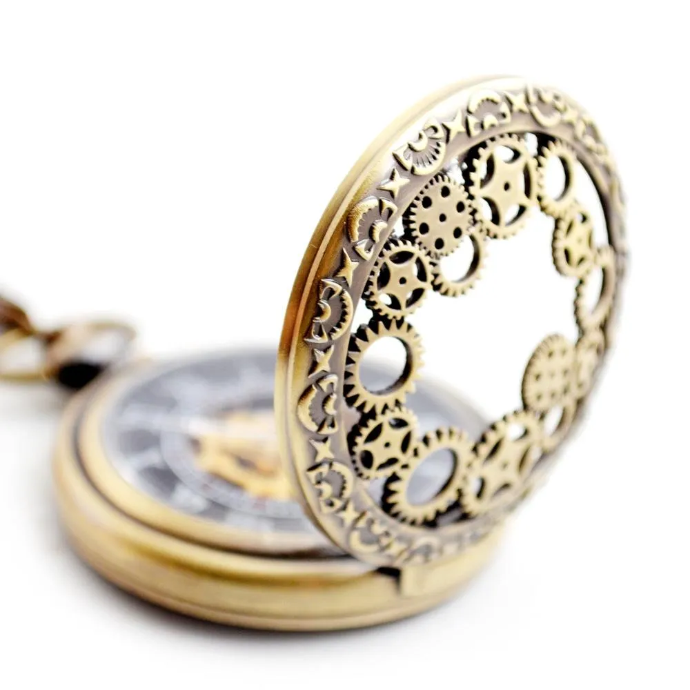 Steampunk Cogs Mechanical Hand Wind Pocket Watch