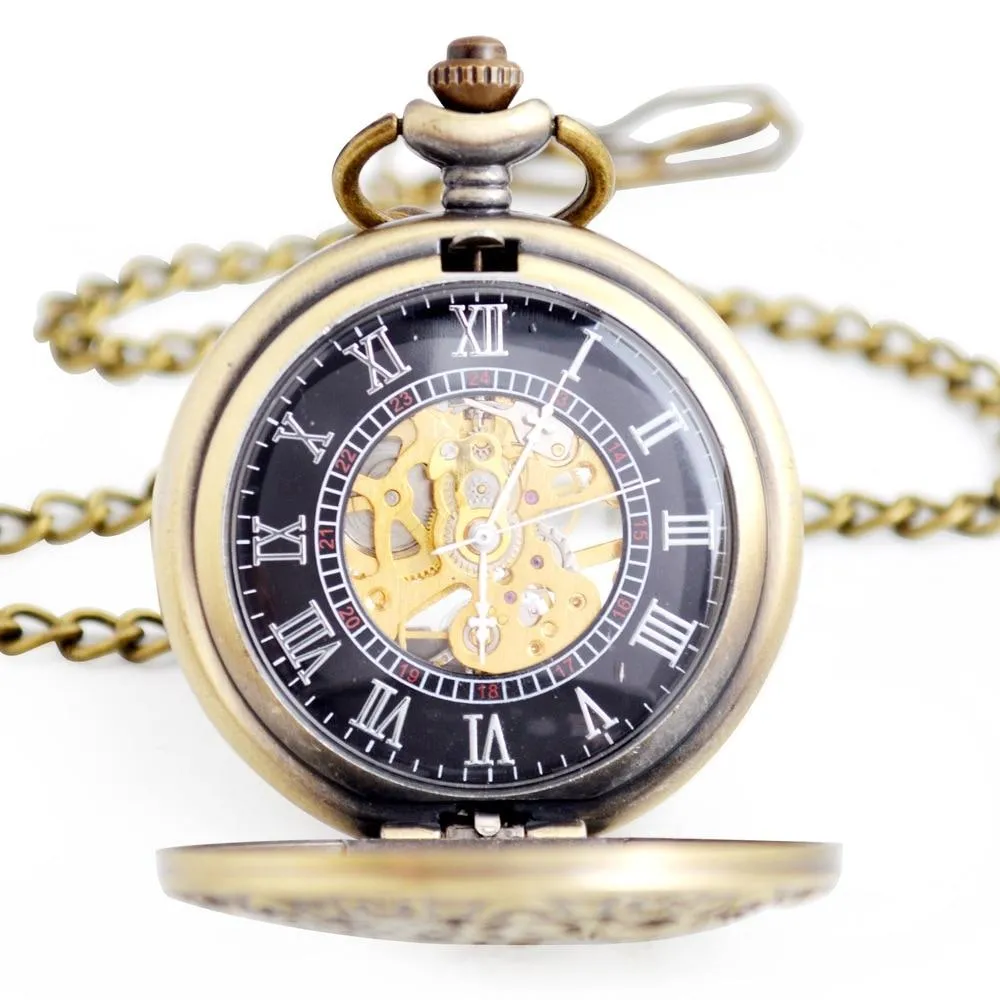 Steampunk Cogs Mechanical Hand Wind Pocket Watch