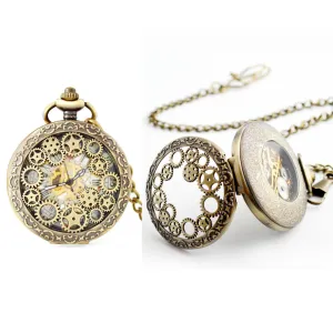 Steampunk Cogs Mechanical Hand Wind Pocket Watch