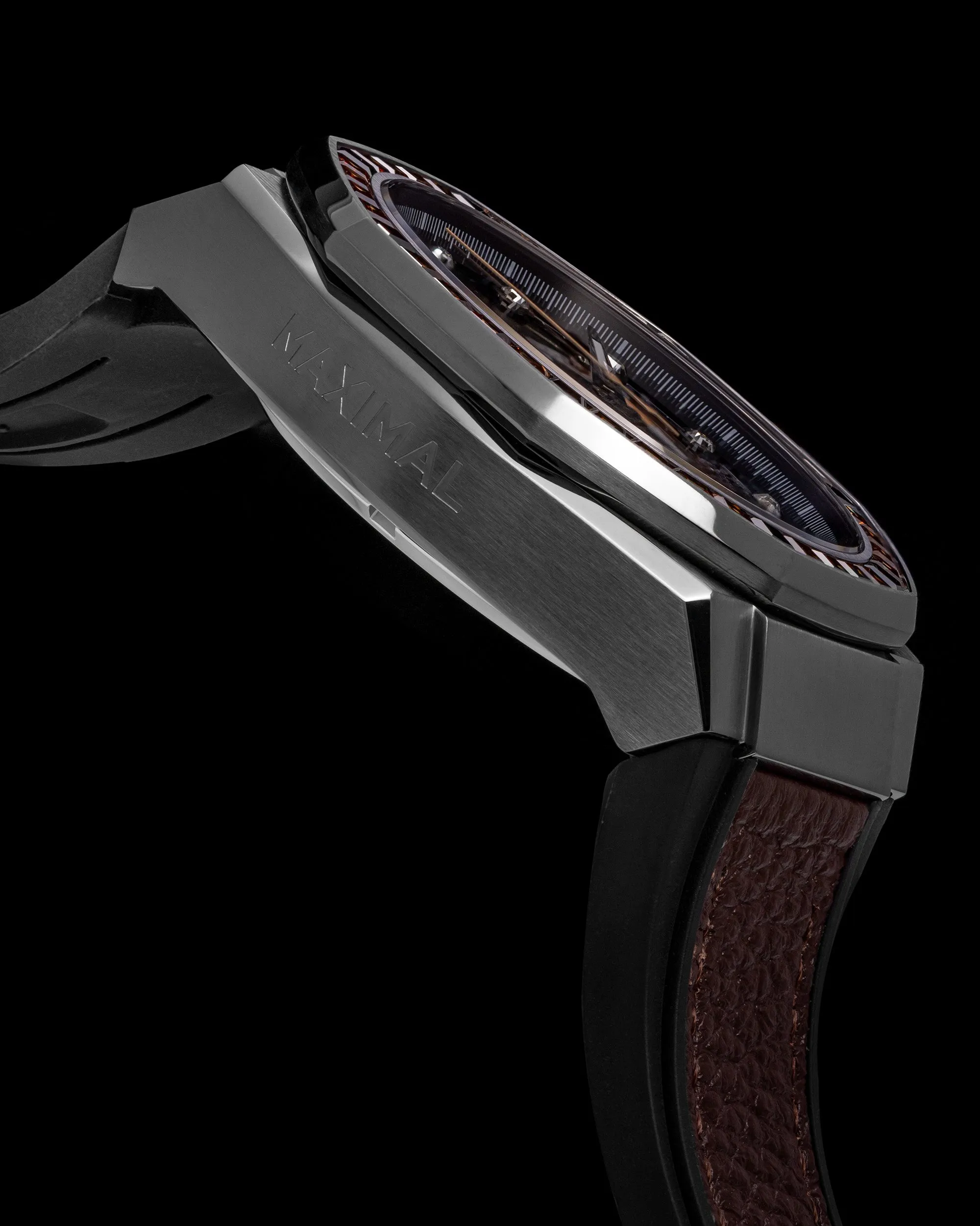 Transformer Maximal TQ023U-D1 (Black) with Crystal (Coffee Leather with Silicone Strap)