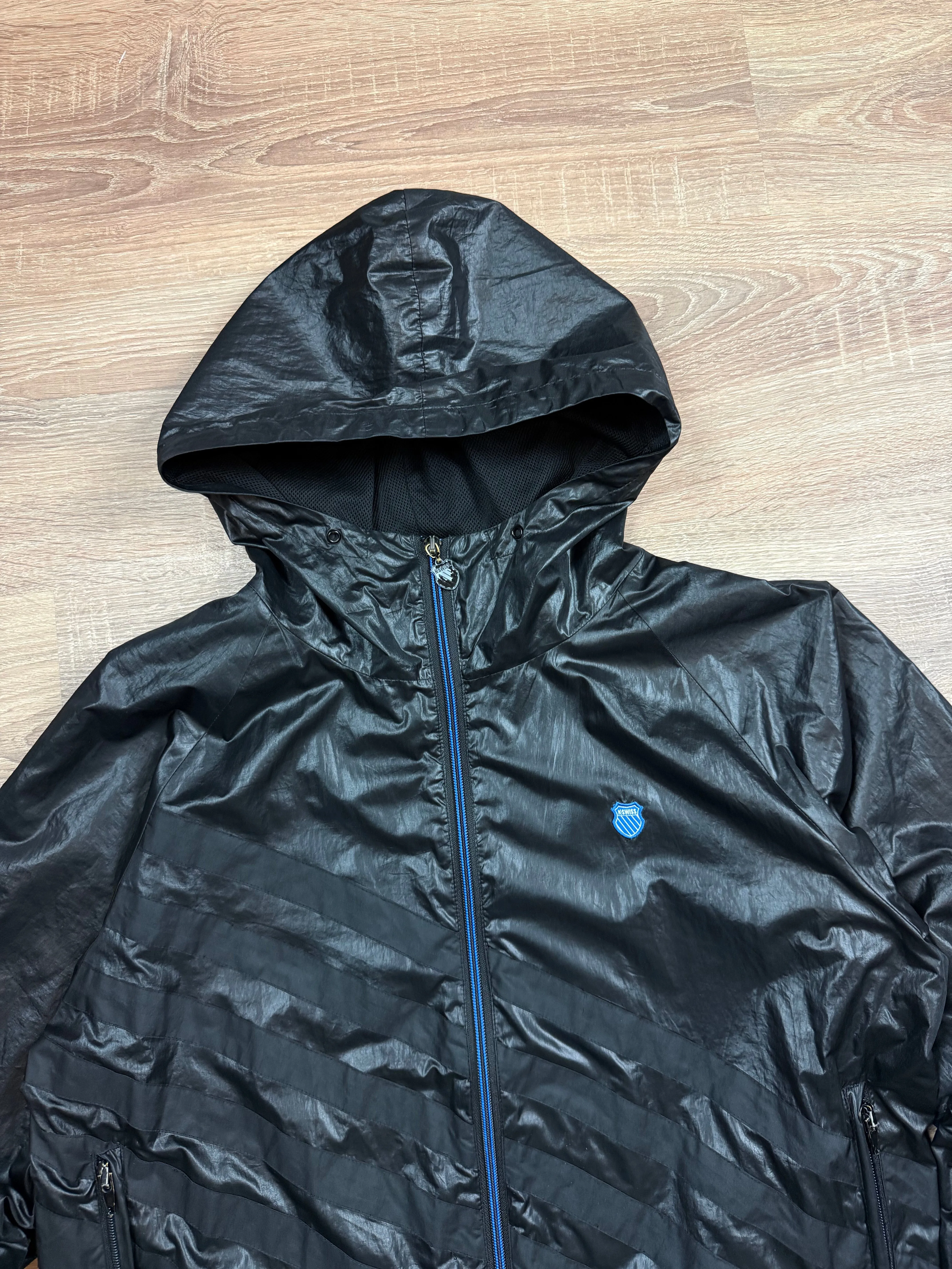 Vintage 00s Black K-Swiss Hooded Track Jacket (L)