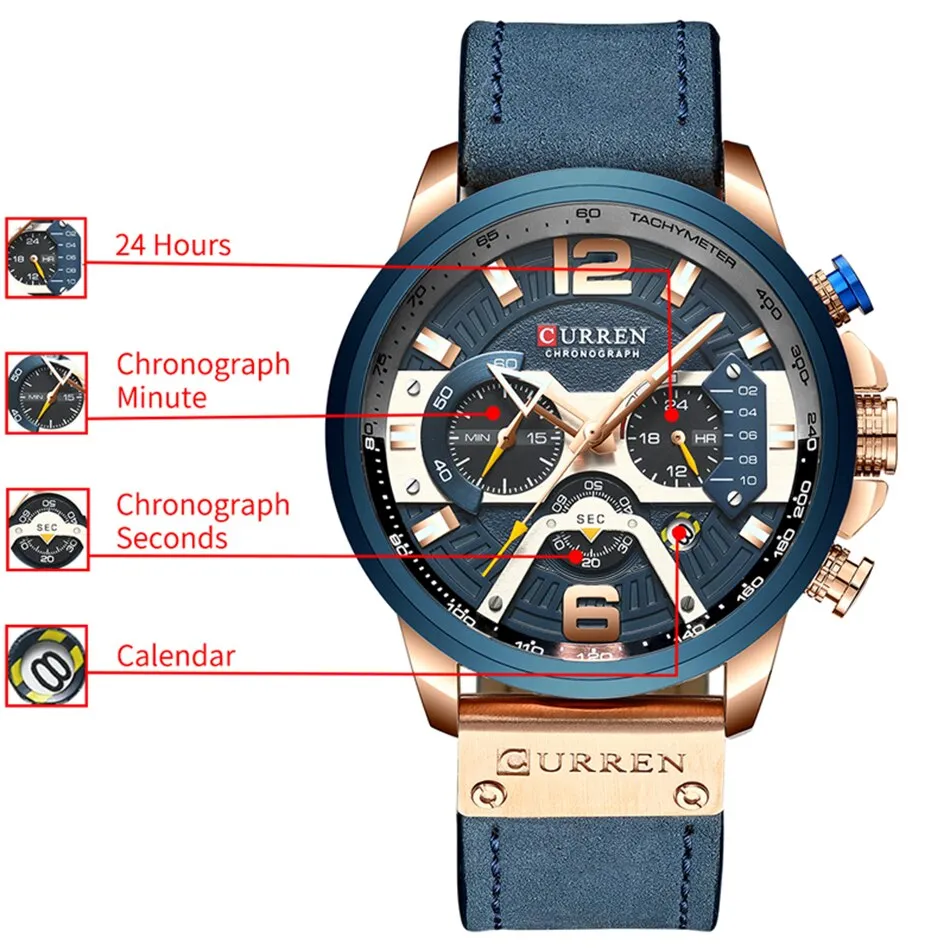 Watches Men CURREN Brand Men Sport Watches Men's Quartz Clock Man Casual Military Waterproof Wrist Watch relogio masculino