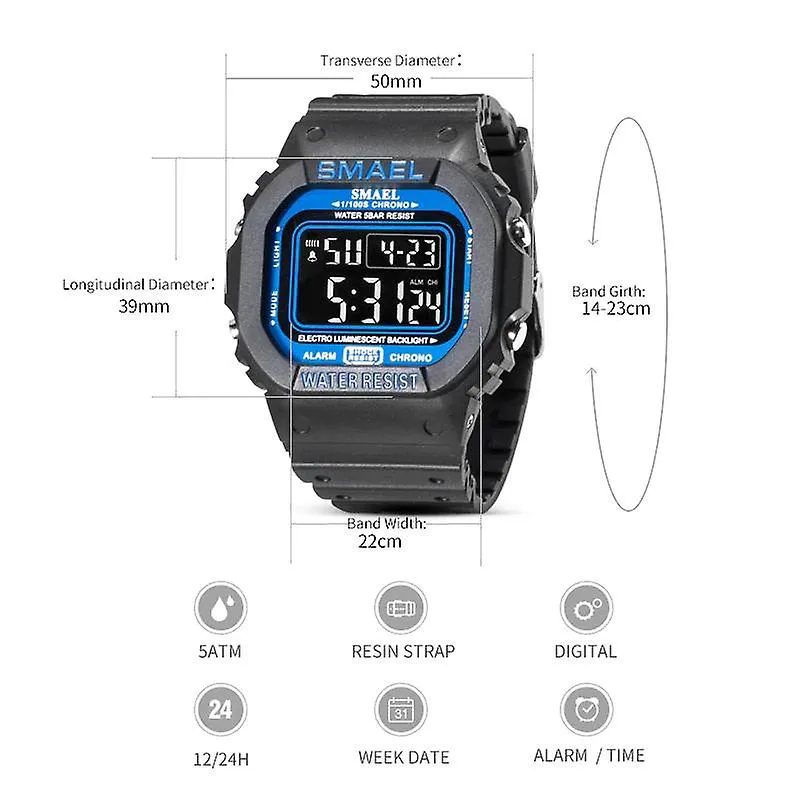 Watches sports watches led digital sport mens watches black blue