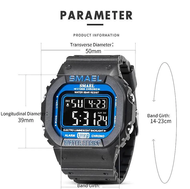 Watches sports watches led digital sport mens watches black blue