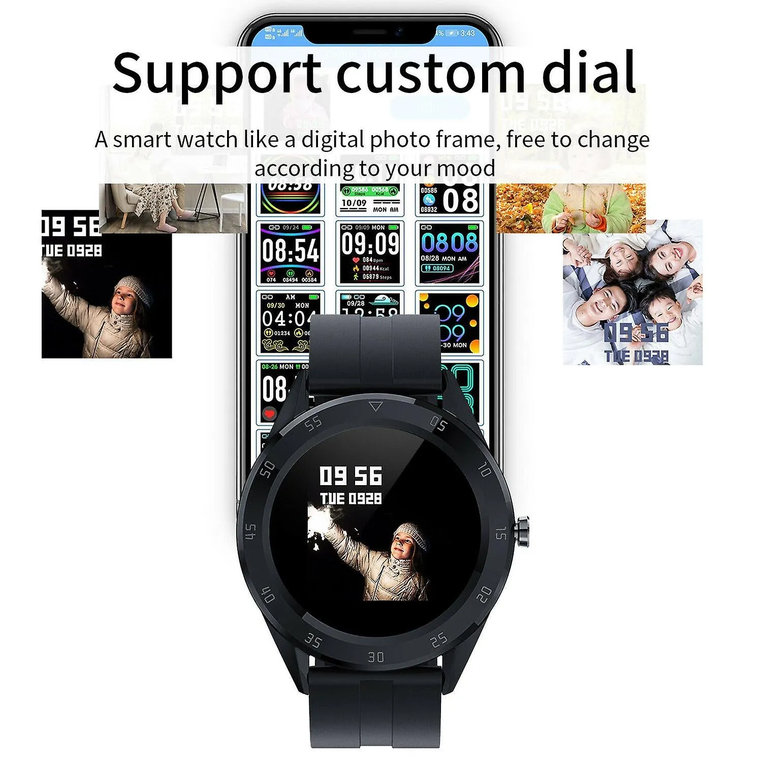 Watches waterproof bluetooth sport smart watch men women intelligent smart watches black