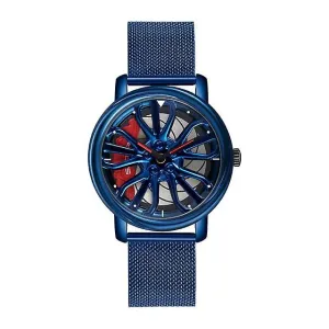 Watches wrist watches creative car wheel steel strap waterproof military sports clock blue