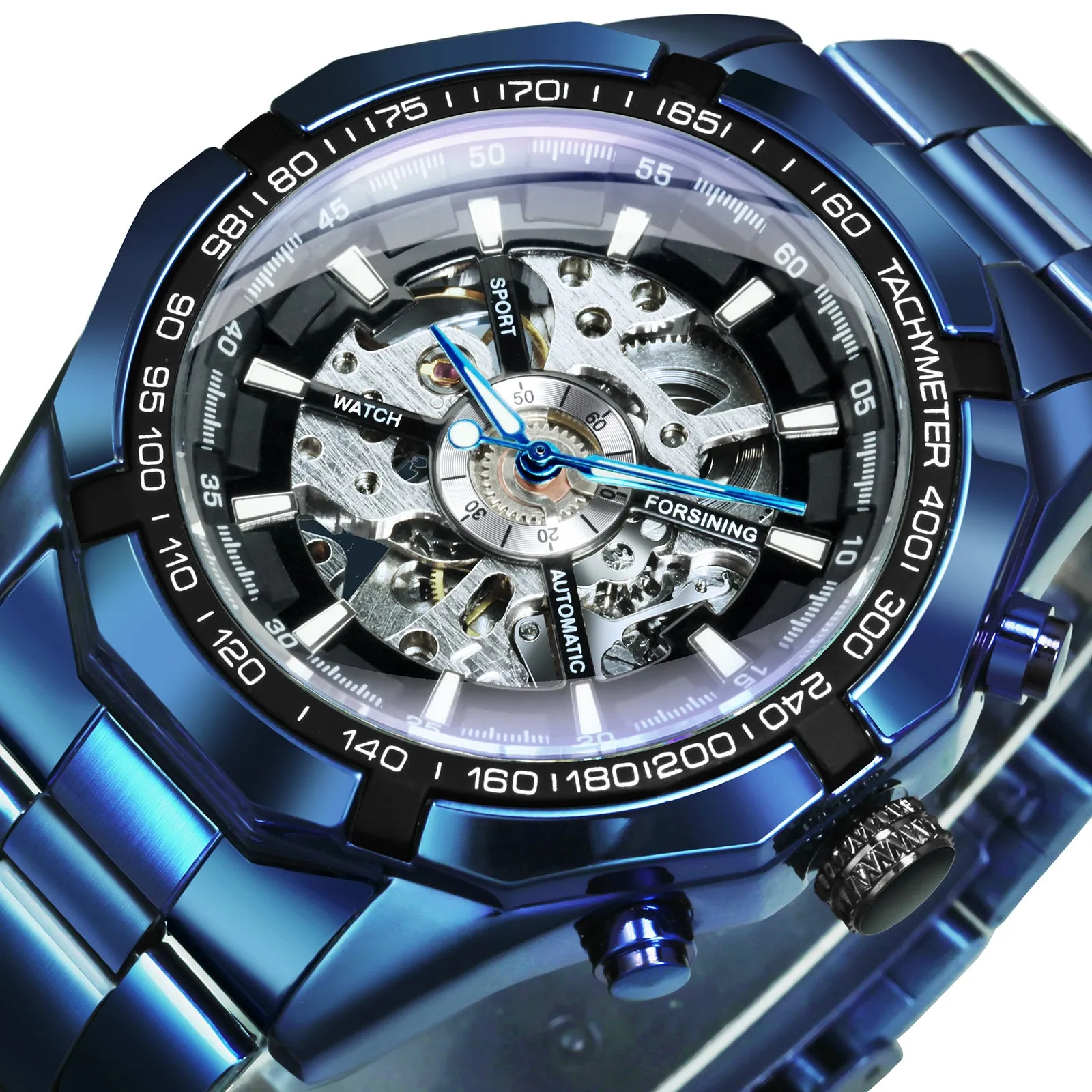 WINNER Classic Skeleton Automatic Mechanical Gold Watch for Men Luminous TM340