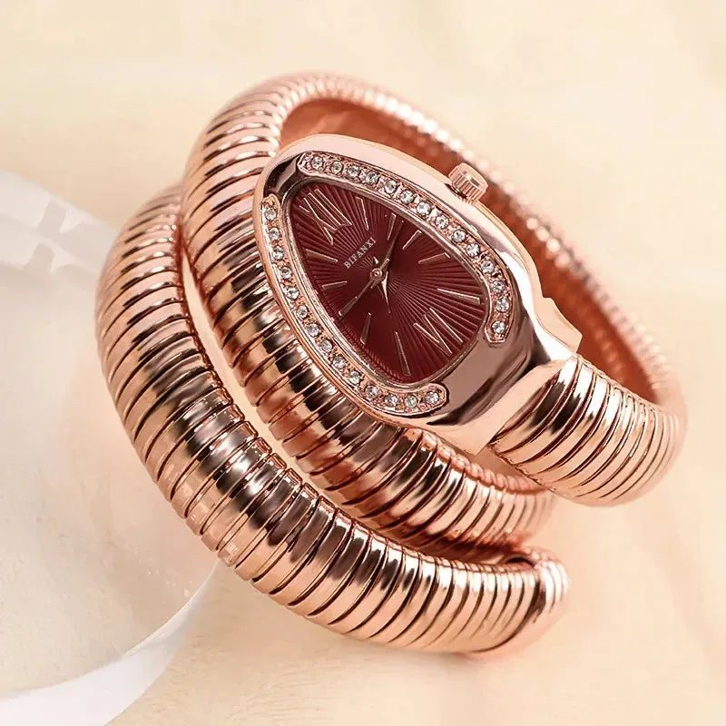 Women’s Snake Bracelet Watch - Fashionable Quartz Wristwatch with Unique and Creative Design