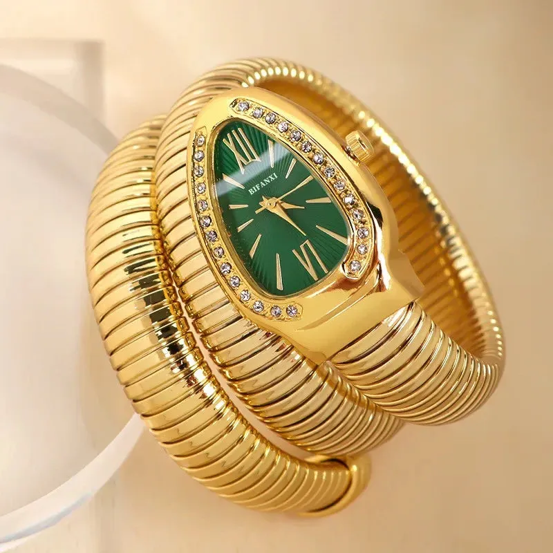 Women’s Snake Bracelet Watch - Fashionable Quartz Wristwatch with Unique and Creative Design