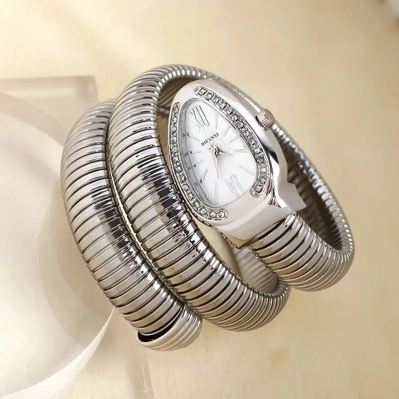 Women’s Snake Bracelet Watch - Fashionable Quartz Wristwatch with Unique and Creative Design