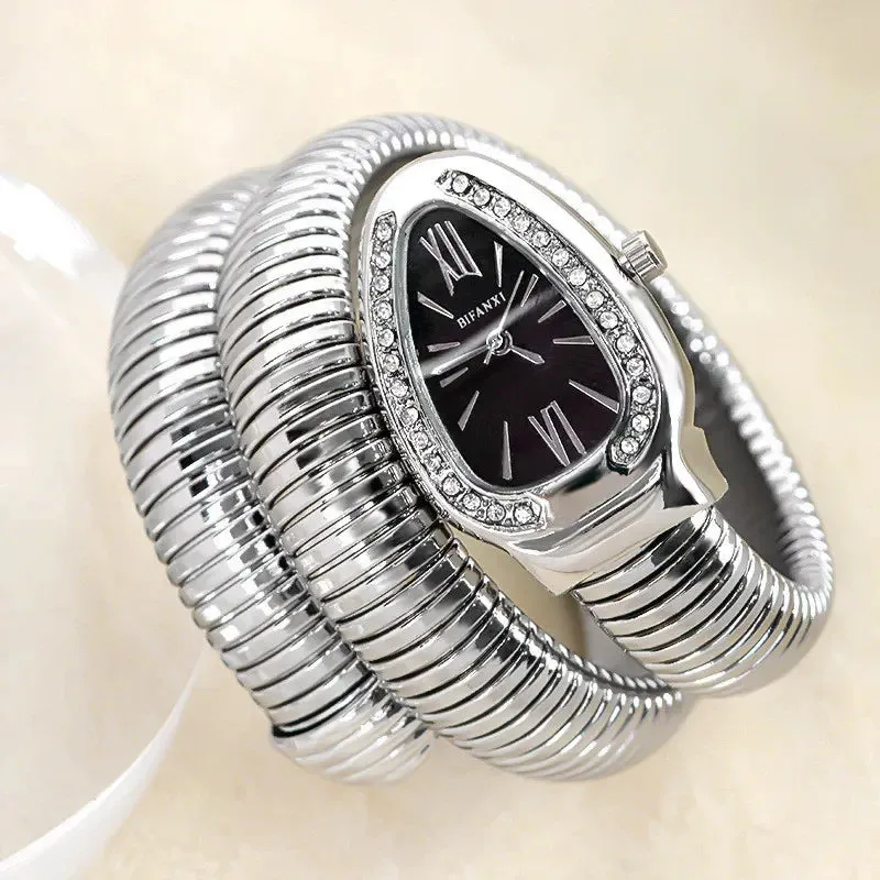 Women’s Snake Bracelet Watch - Fashionable Quartz Wristwatch with Unique and Creative Design