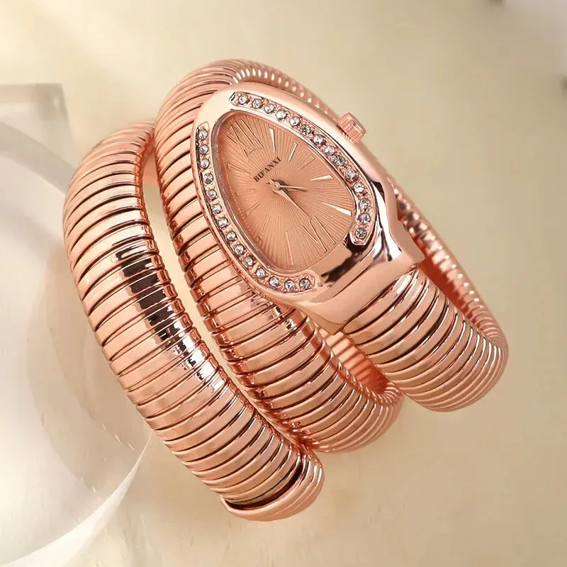 Women’s Snake Bracelet Watch - Fashionable Quartz Wristwatch with Unique and Creative Design
