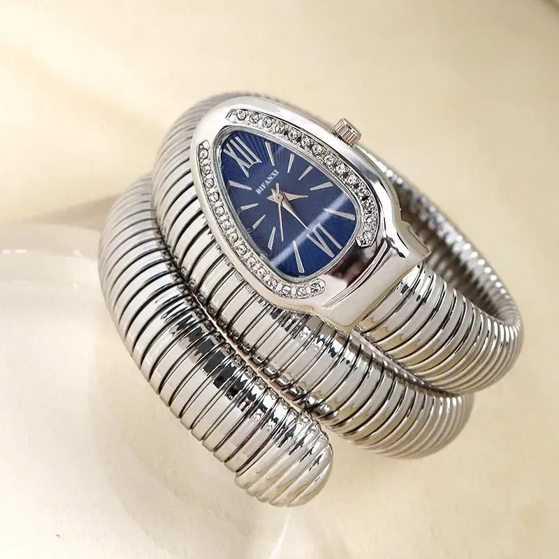 Women’s Snake Bracelet Watch - Fashionable Quartz Wristwatch with Unique and Creative Design