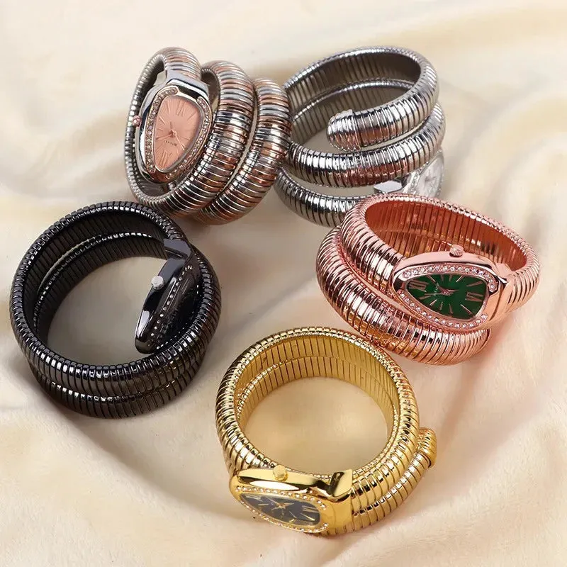 Women’s Snake Bracelet Watch - Fashionable Quartz Wristwatch with Unique and Creative Design
