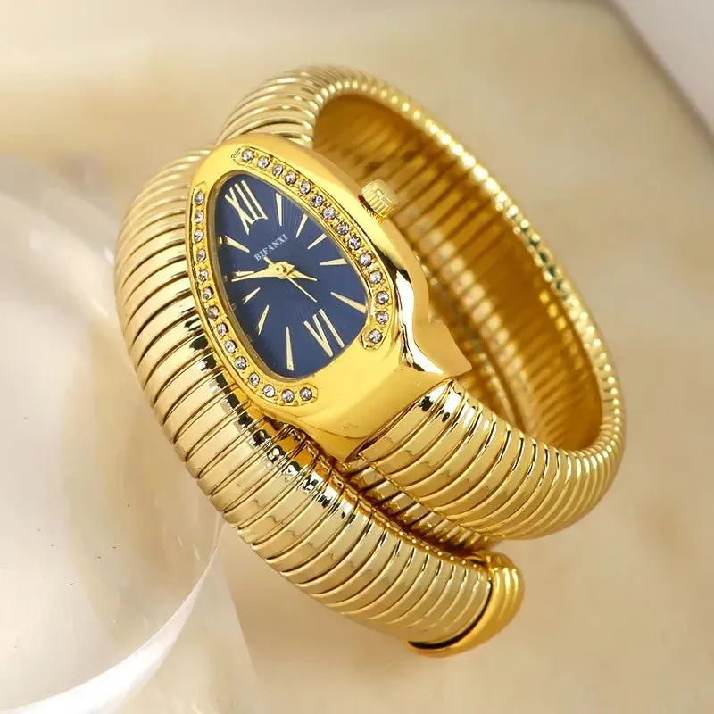 Women’s Snake Bracelet Watch - Fashionable Quartz Wristwatch with Unique and Creative Design