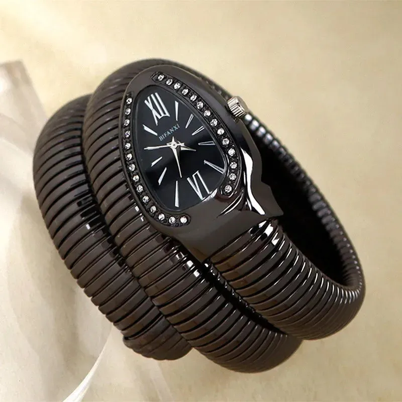 Women’s Snake Bracelet Watch - Fashionable Quartz Wristwatch with Unique and Creative Design