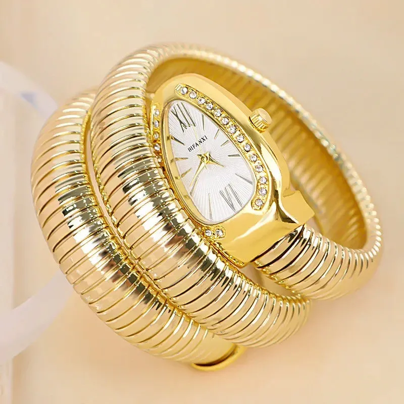 Women’s Snake Bracelet Watch - Fashionable Quartz Wristwatch with Unique and Creative Design
