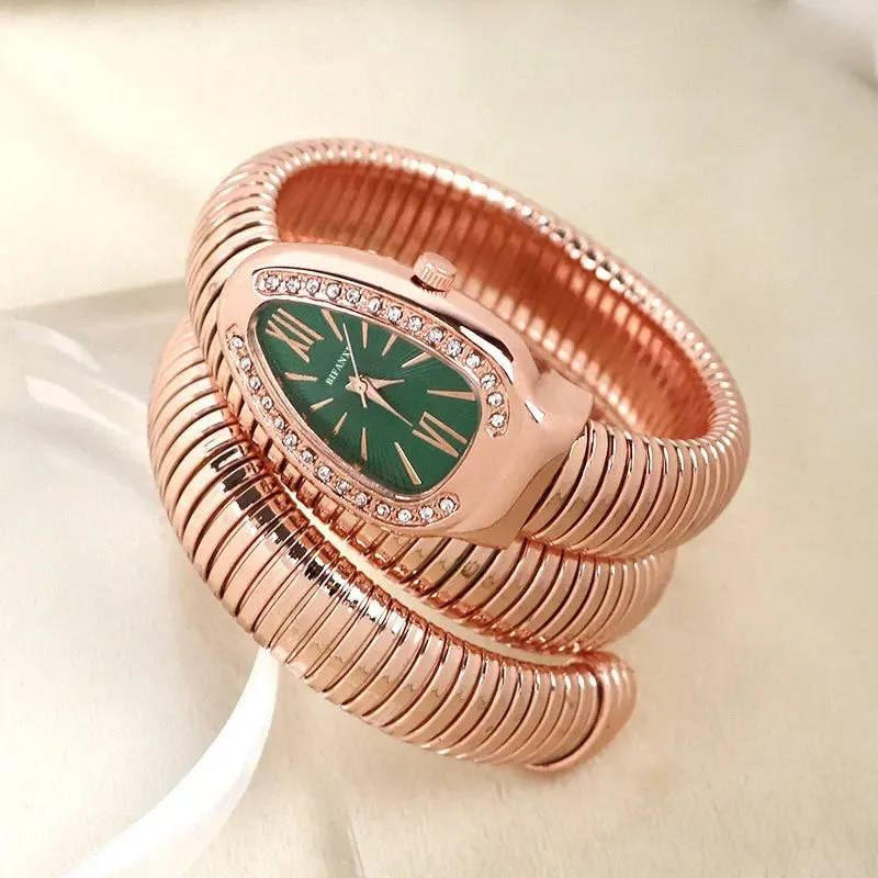 Women’s Snake Bracelet Watch - Fashionable Quartz Wristwatch with Unique and Creative Design