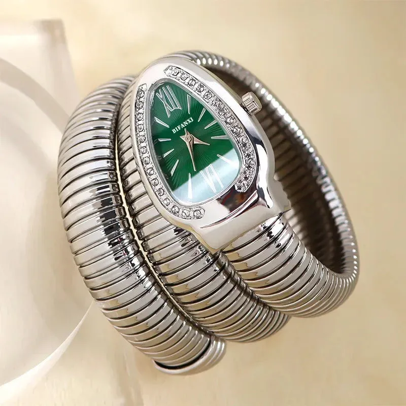 Women’s Snake Bracelet Watch - Fashionable Quartz Wristwatch with Unique and Creative Design