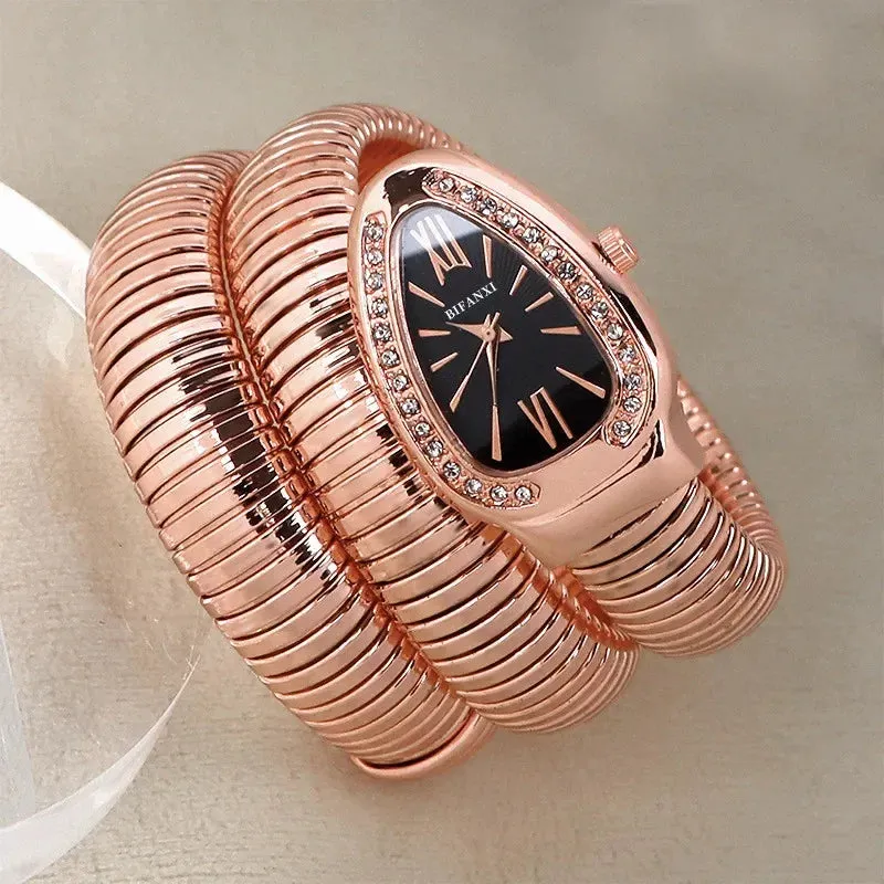 Women’s Snake Bracelet Watch - Fashionable Quartz Wristwatch with Unique and Creative Design