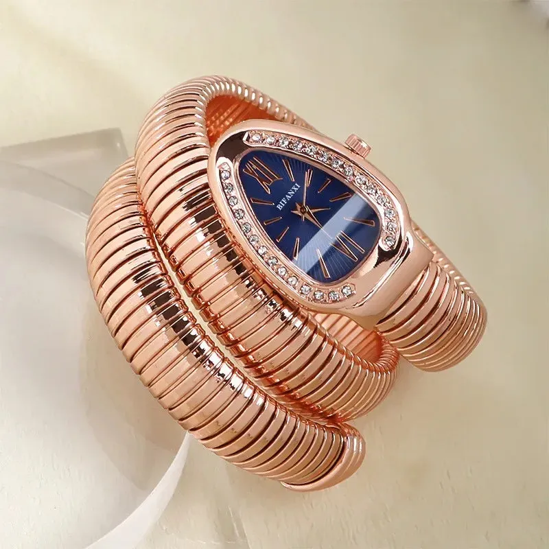 Women’s Snake Bracelet Watch - Fashionable Quartz Wristwatch with Unique and Creative Design