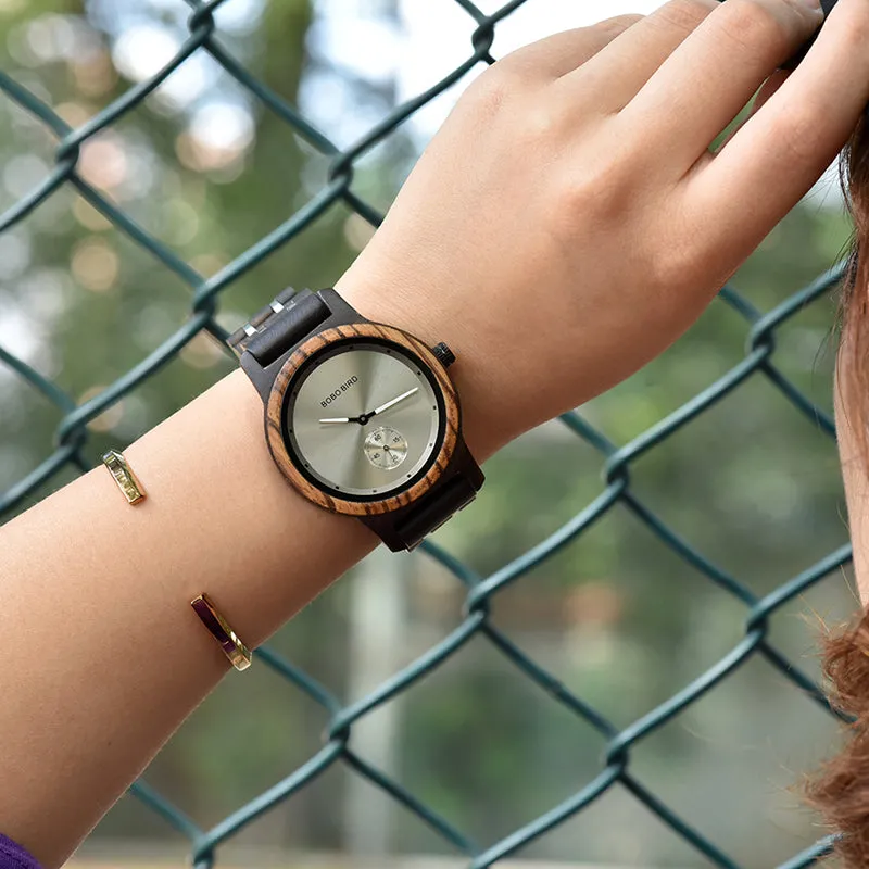 Wooden Watches Men Luxury Wristwatch Clock Functional Stop Watch relogio masculino K-Q18
